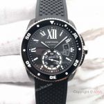 Swiss Replica Calibre De Cartier Diver Black PVD Watch Gray Face